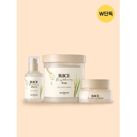 [Moisturizing glow 3-piece set] 60 rice toner pads + serum + cream / [보습광채3종SET] 라이스 토너 패드 60매 + 세럼 + 크림