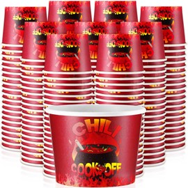 Ziliny 200 Pcs Chili Cook Off Cups Disposable Paper Tasting Cups Food Sample Bowls Mexican Party Supplies for Chili Cook Off Cinco de Mayo Decorations(5 oz)