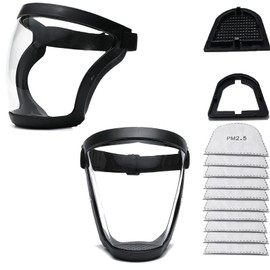 Fracavi Plastic Full Face Shield Full Protective Equipment with for Unisex and Adults, Reusable Transparent Face Shield without Fogging with Adjustable Strap (2)