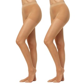 Nur Die Goodbye Running Mesh 20 Denier Tights Prevent Running Mesh Transparent Fine Tights Matte Look Durable Women Pack of 2, amber, S