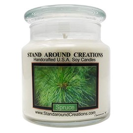 Premium 100% Soy Apothecary Candle - 16 oz. - Spruce: More Complex Than a Typical Frasier or Douglas Fir. Capture The Spirit of The Holidays. Made w/Natural Essential Oils.