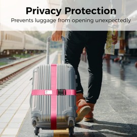 Pack of 6 Luggage Straps with Address Label + 3 Luggage Tags with Address Label, Suitcase Strap, Suitcase Strap, Suitcase Strap, Cross Strap (6 Pink)