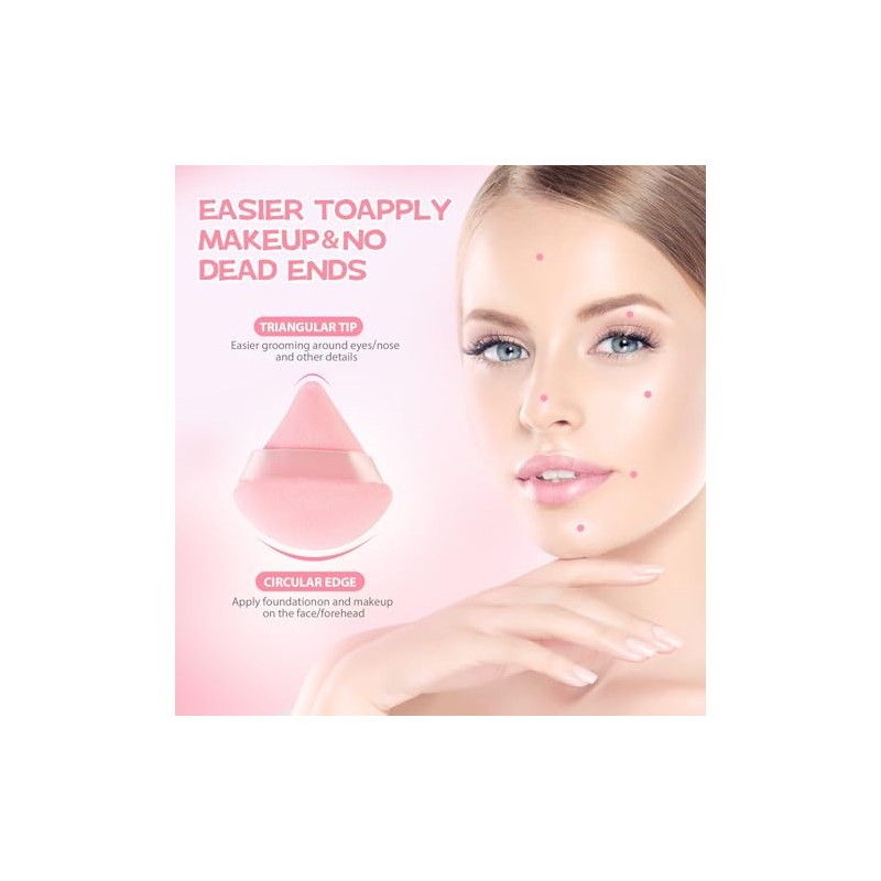 8 piezas triangulares en polvo de cara suave triangular, maquillaje
