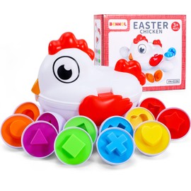 Bennol Toddlers Toys, Montessori Toys for 6 12 18 Month, Chicken Eggs with Matching Color & Shape Sorter Puzzle, Early Learning Educational Fine Motor Skills Sensory Toys Gifts for Girl Boy