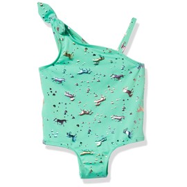 Pink Platinum Girls Baby Unicorn Rainbow Print Swimsuit, Soft Seafoam, 12M