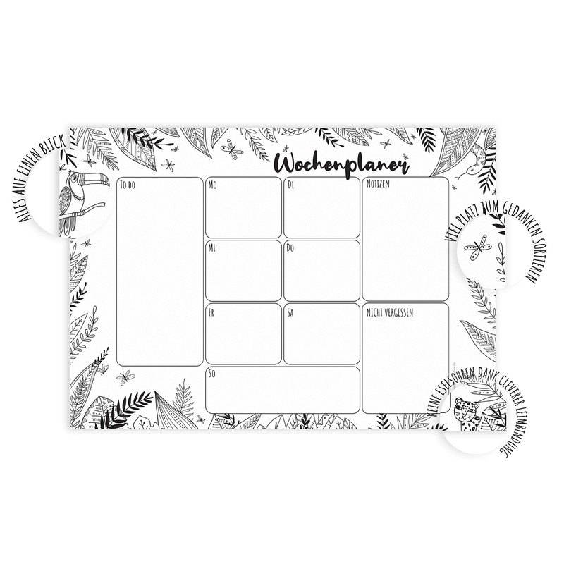 Friendly Fox Weekly Planner Pad Jungle, 1 x DIN A4