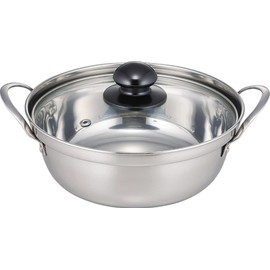 Kakusee FSC-01 Tabletop Koburi Pot, 7.1 inches (18 cm), For 1-2 People, Rustproof, Stainless Steel, Two-Handled Pot with Glass Lid, Small, Lightweight, Gas Stove, Induction Compatible, Four Seasons