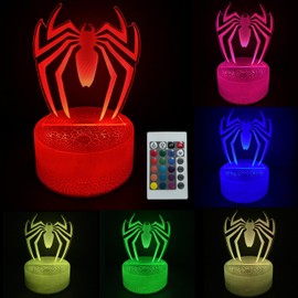 JOCHUI 3D Super Hero Night Light, Cute Illusion Table Lamp with 16 Colors Remote Control Touch Lamp LED USB Night Light Desk Lamps Room Decorations Home Decor Holiday Gifts Birthday Gifts