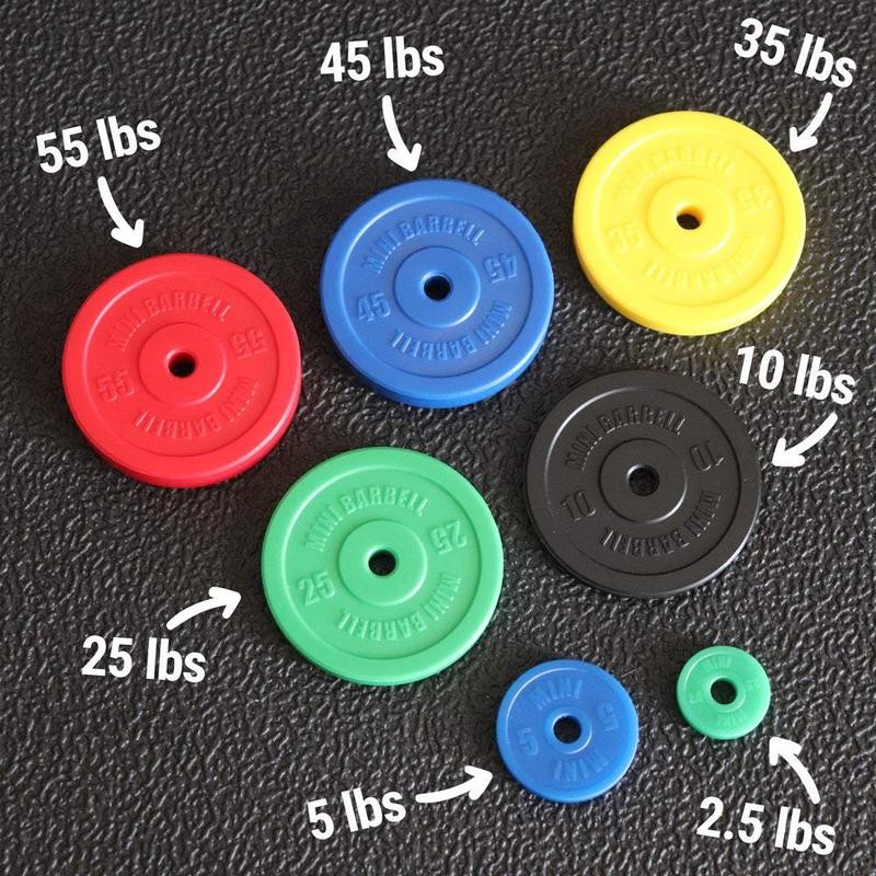 Mini Barbell Color Bumper Plates - Weight: 5lbs, Pairs: 2