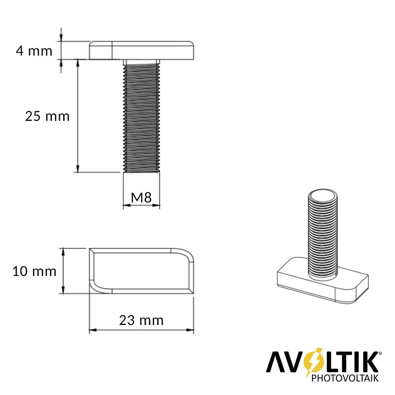 Avoltik 50 x Hammer Head Screws M8 I 25 mm
