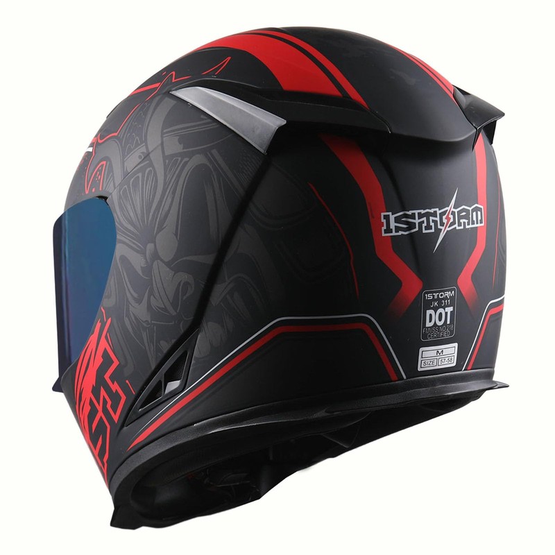 1STorm Motorcycle Full Face Helmet Skull King Matt Red+ One