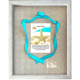 Tasse Verre 12x15 Rustic Display Shadow Box (1-Pack) Frame w/Linen Background and 8 Stick Pins - Ready to Hang Shadowbox Picture Frame - Box Display Baby Memorabilia Wedding