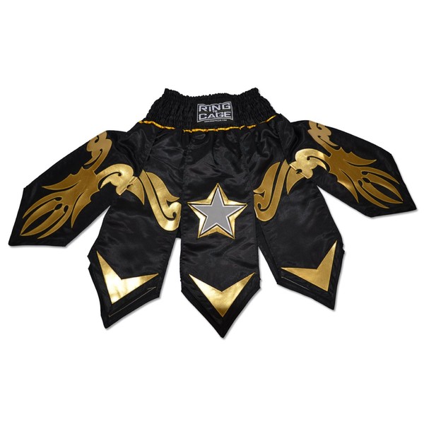 Ring to Cage Gladiator Style MMA Boxing Muay Thai Shorts (X-Large) Black/Gold