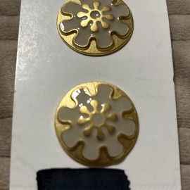 Streamline Vintage Streamline Carded Round Gold Beige Flowers Metal Buttons 36mm 7/8” Italy