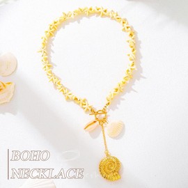 Jovono Boho Seestern Muschel Anhänger Halskette Gold Strand Meer Conch Halsketten Zubehör für Frauen, Einheitsgröße, /, Kein Edelstein