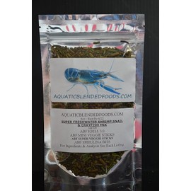 AQUATICBLENDEDFOODS Super Freshwater Shrimp,Snail & Crayfish Food Mix - ABF109 (Veggie & Krill, 4oz)