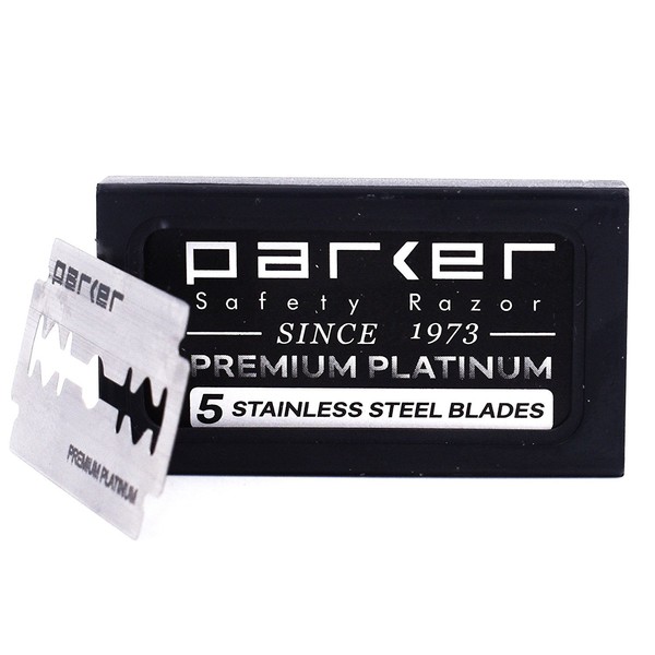 Parker's Double Edge Razor Blades,25 Count (5 x 5), Premium Platinum Razor Blades with Platinum, Tungsten and Chromium Coated Edges