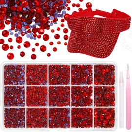 15000Pcs Red Flatback Hotfix Rhinestones for Bedazzling, Red Hotfix Gems