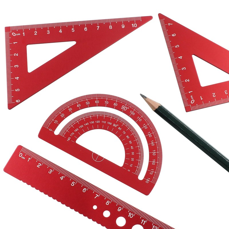 Moicstiy 4 Pcs Triangular Scale Ruler Set, Aluminum Alloy Triangular