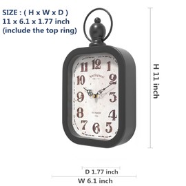 Menterry Small Retro Rectangle Wall Clock, Black Antique Vintage Style Battery Operated Silent Decor Wall Clocks for Farmhouse,Bedroom,Kitchen,Bathroom (11" H x 6.1" W)