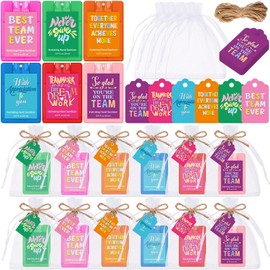 FoldTier 24 Set Thank You Hand Sanitizer Spray Bulk Travel Size Pocket Hand Sanitizer Spray with Appreciation Tag Organza Bag Team Appreciation Gifts for Team Coworker Teacher Employees(Colorful)