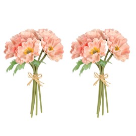 INSUNSIX 2 Bouquets Artificial Poppy Flowers 10PCS Peach Flowers Real Touch Fake Poppies for Wedding Party Office Home Decor(Peach)