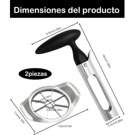 2 Piezas Descorazonador De Manzanas, Cortador De Manzana, Cortador De Manzanas En Gajos, Herramienta De Cocina Para Ensaladas De Frutas Y Preparación De Comidas, Fabricado En Acero Inoxidable