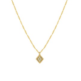 Gold Necklace Women Trendy 14K Gold Plated Emerald Pendant Necklaces Mothers Dainty Gold Necklace Diamond Cubic Zirconia Pendant Necklaces Gifts for Women Jewelry