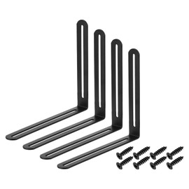 sourcing map 2Pcs Adjustable L-Shape Corner Brace with Slot, 7.87 x 6.5 Inch Stainless Steel Slotted Right Angle Corner Bracket with Screws for Wooden Furniture Cabinet, Black