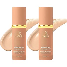 2PC Foundation 4 In 1, Base de Maquillaje Alta Cobertura, SPF 50, larga Duración e Impermeable, Base Con Alta Cobertura, Maquillaje de Base Cambiante de Color, Hidratante sin Perder Polvo