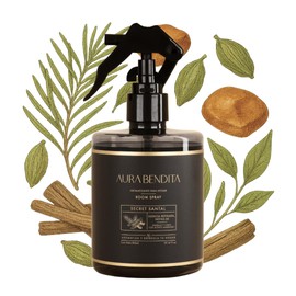 Aromatizante para Hogar Secret Santal 300ml | Room Spray y Ambientador para Casa con Aroma Amaderado de Sándalo, Cedro, Cardamomo y Ámbar (Inspirado en santal - 33) | AURA BENDITA