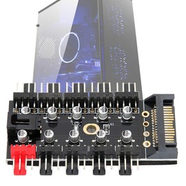 PC Case Fan Hub PWM Control 12V Hub CPU Fan Splitter Controller 4-Pin Fan PWM Fan Hub SATA/4D Controller for 12V Motherboard 3Pin / 4Pin Fan (SATA)