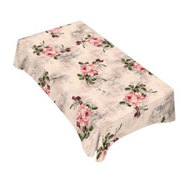 TKS MITLAN Pink Rose Tablecloth Decor Flower Bud Leaf Bouquet Romantic Spring Vintage Pastel Tone Table Cloth Dining Room Kitchen Table Cover 60" X 84" Oblong/Rectangle