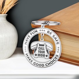 DREAMIYA Call Your Mom Keychain Gift from Mom – Inspirational Keyring for Son or Daughter – Gift for College, Graduation, Birthday, Christmas