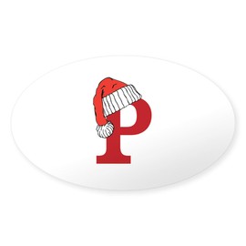 CafePress Letter P Christmas Monogram Sticker Oval Car Bumper Sticker