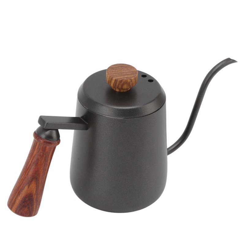 Stainless Steel Coffee Hand Pot with Wooden Handle Long Mouth