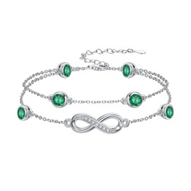 Infinity Anklet 925 Sterling Silver Hotwife Anklet May Birthstone Graduation Jewelry for Mom Women Wife