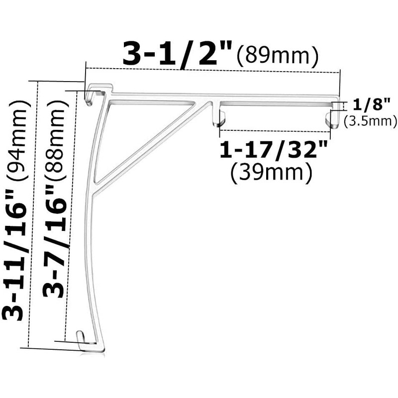 Valance Clips 8pcs 3.5" (89mm) Plastic Clear Color Curved Panel