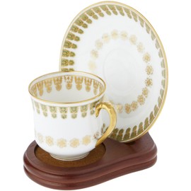 Bard's Demi-Tasse Walnut MDF Cup and Saucer Stand, 3.5" H x 3.5" W x 4.5" D