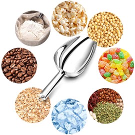 ANCLLO 12oz Ice Scoop, Stainless Steel Ice Shovel Coffee Bean Flour Scoop Food Shovel Scraper Food Buffet for Bar Buffet Party Wedding Kitchen Tool