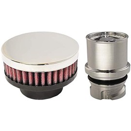 CFM Performance Baffled Billet Valve Cover Breather compatible with 2005-2017 Ford Mustang V6 (Chrome)