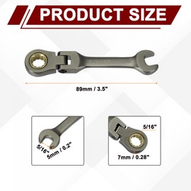 sourcing map Flex Head Ratchet Wrench Spanner 5/16" SAE Ratcheting Combination Wrench 72-Teeth Chrome Vanadium Steel Ratchet Gear Spanners with 12 Point Box End for Auto Repairs Home Projects