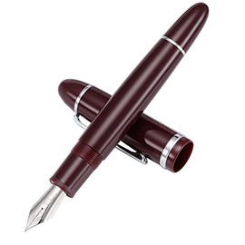 Jinhao X159 - Pluma estilográfica 8 punta extrafina, color rojo vino con clip plateado acrílico de gran tamaño                                        