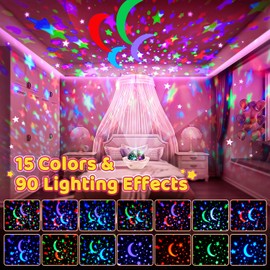 One Fire Starry Sky Projector Children, 90 Light Modes, Night Light Children's Night Light, Baby, 360° Rotation Night Light, Starry Sky Projector Children, Bedside Lamp Children, Unicorn Gifts for