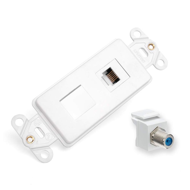 Leviton Decora Wall Jack Insert Kit, 6P6C X F, 110