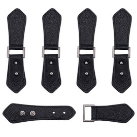 AHANDMAKER 5 Sets PU Leather Cape Clasps Black Toggle Clasps Sew On Sewing Toggle Buttons Metal Buckle Clips Duffle Jacket Buckle Replacement Toggle Buckles for DIY Crafts