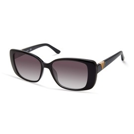 GUESS Women's Rectangular Sunglasses, Shiny Black, 53mm