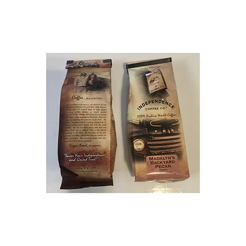 INDEPENDENCE COFFEE CO. Madalyn's Backyard Pecan Ground Coffee, Medium Roast,