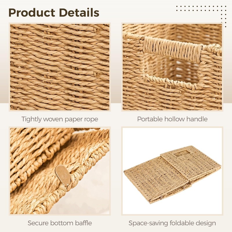 OMISTAR 6 Pcs 8.7 Inch Wicker Storage Cubes Bins -