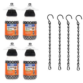 TERRO Fly Magnet, Reusable Fly Trap - Includes One Fly Bait Packet and Heavy Duty 9.5 PLEXON Hanging Chain (4 Traps)